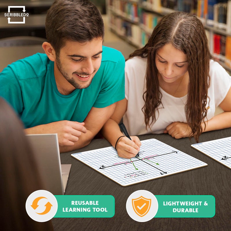 Scribbledo Dry Erase XY Axis Graph Lap Boards 9â€ X 12â€ for Student and Classroom Use Math White Board Double Sided White Board - Image 2